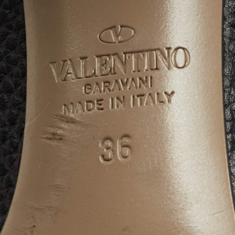 Pre Owned Valentino Black Leather Rockstud Pumps Size 36