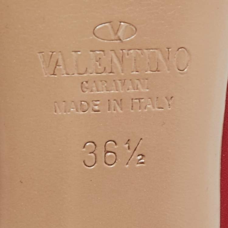 Pre Owned Valentino Red Leather Rockstud Pumps Size 36.5 