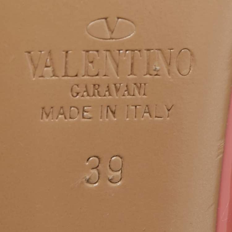 Pre Owned Valentino Pink/Beige Patent and Leather Rockstud Pumps Size 39