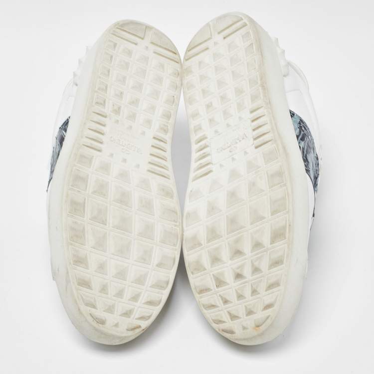 Pre Owned Valentino White Leather and Python Low Top Sneakers Size 40