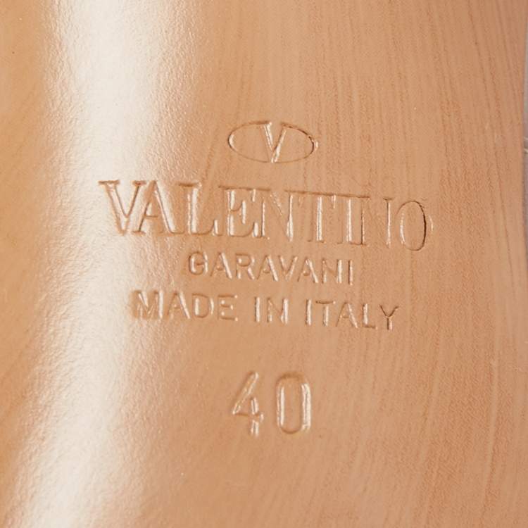 Pre Owned Valentino Dusty Pink Leather Chain Link Slingback Pumps Size 40