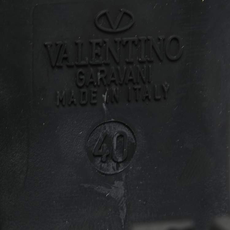 Pre Owned Valentino Black Leather Ankle Boots Size 40
