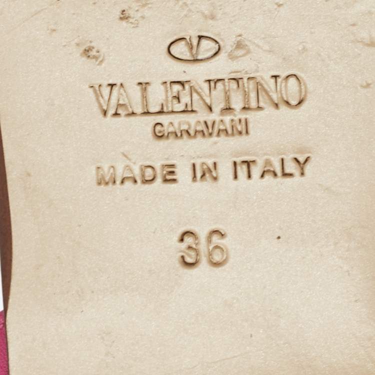 Pre Owned Valentino Pink Leather Rockstud Flats Size 36