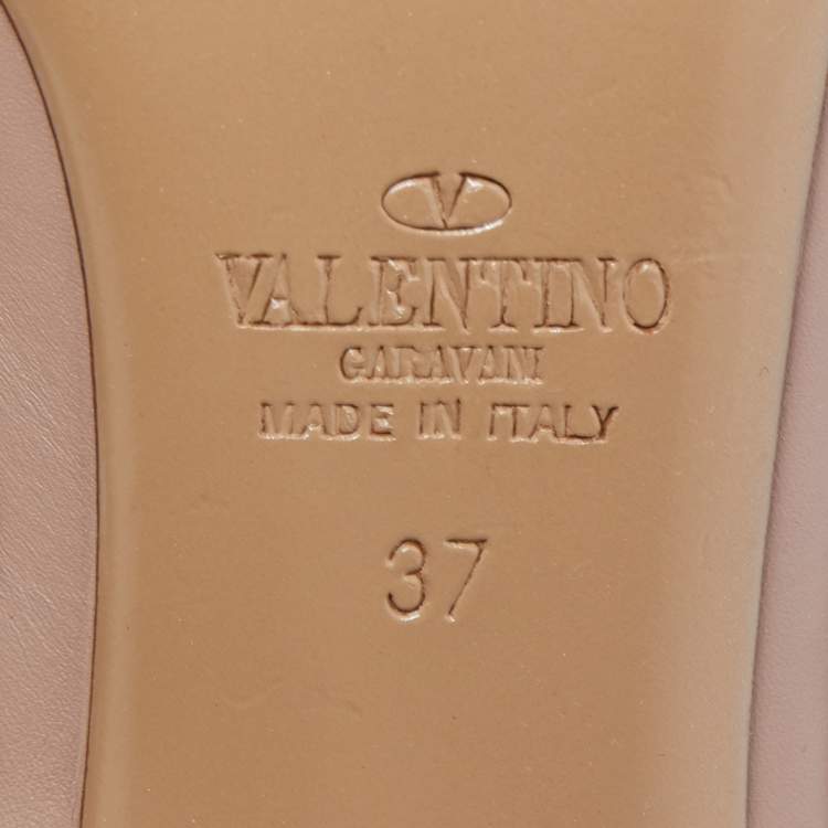 Pre Owned Valentino Dusty Pink Leather Rockstud Ankle Strap Pumps Size 37