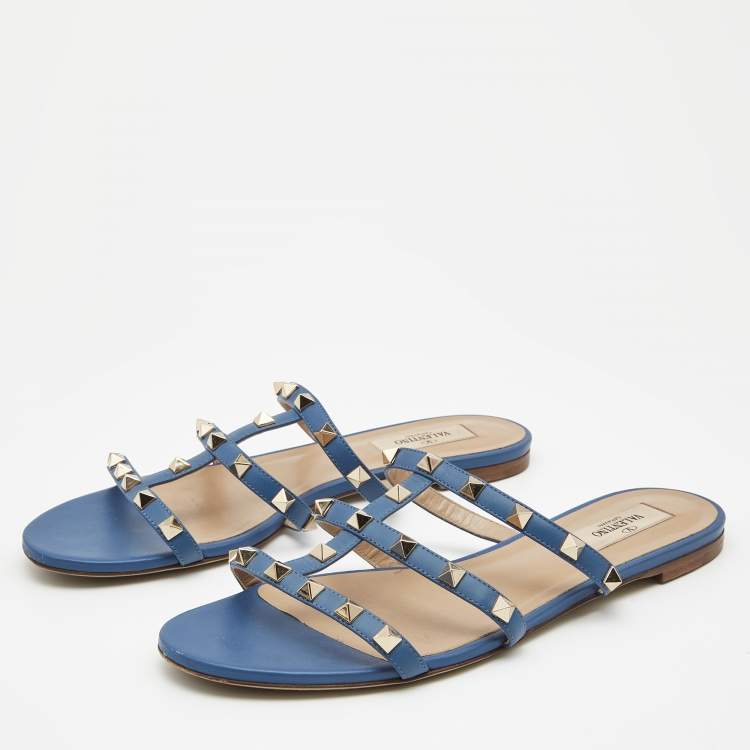 Navy rockstud valentino shoes best sale