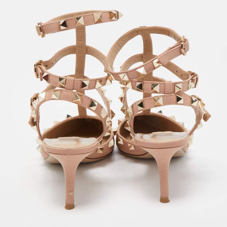 Pre Owned Valentino Pink Leather Rockstud Pumps Size 37