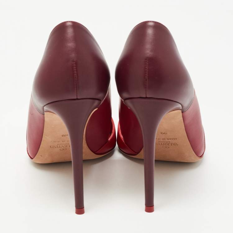مملوكة مسبقًا Valentino Red/Burgundy Leather D-Orsay Pumps Size 39