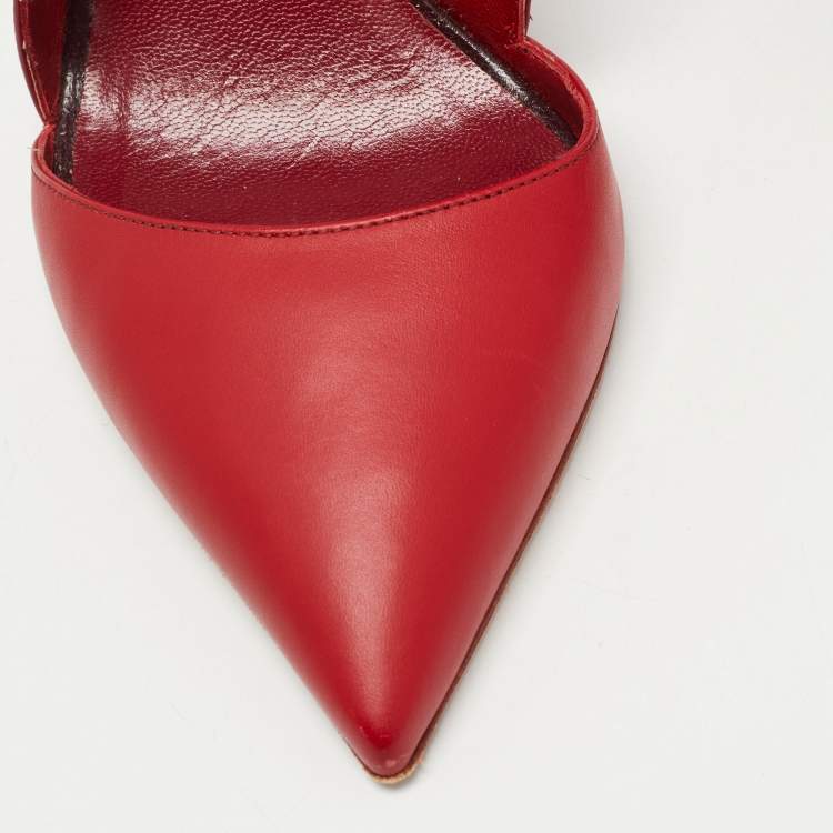 مملوكة مسبقًا Valentino Red/Burgundy Leather D-Orsay Pumps Size 39