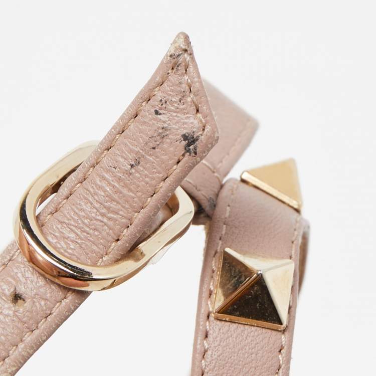 Pre Owned Valentino Black Leather Rockstud Ankle Strap Pumps Size 40