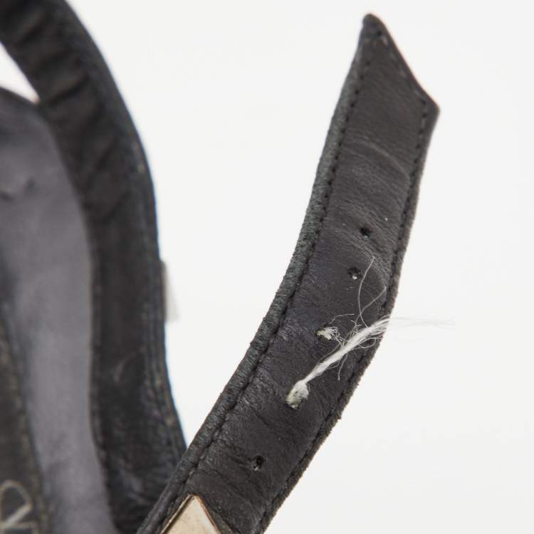 Pre Owned Valentino Black Leather Rockstud Ankle Strap Pumps Size 37