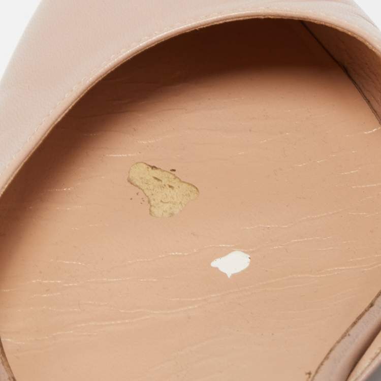 Pre Owned Valentino Beige Leather Rockstud  Mules Size 39