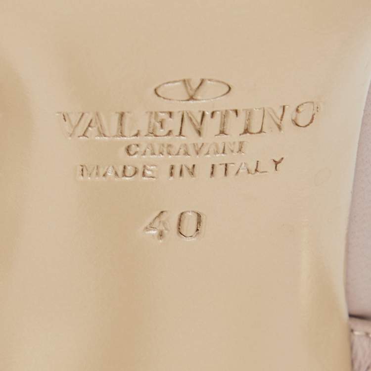 Pre Owned Valentino Blue/Beige Patent and Leather Rockstud Pumps Size 40