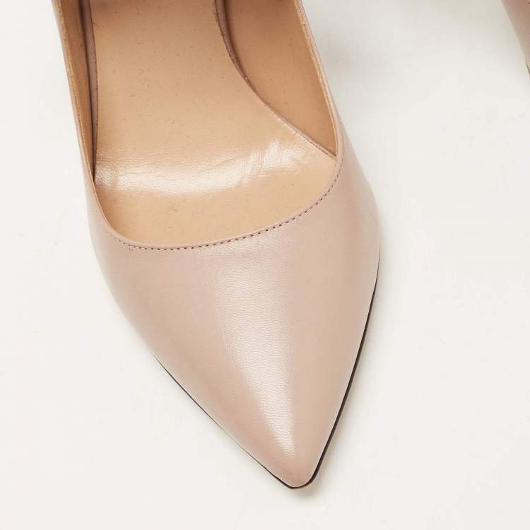 Pre Owned Valentino Dusty Pink/Black Leather Rockstud Ankle Wrap Pumps Size 38