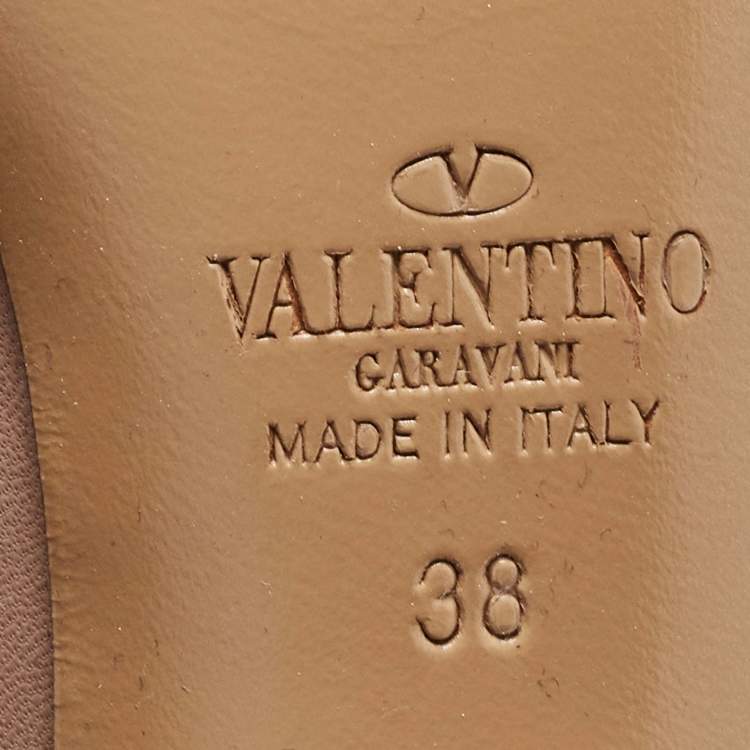 Pre Owned Valentino Dusty Pink/Black Leather Rockstud Ankle Wrap Pumps Size 38