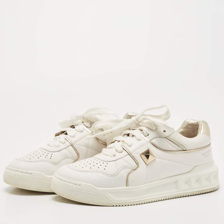 Valentino White Leather One Stud Sneakers Size 38 | TLC