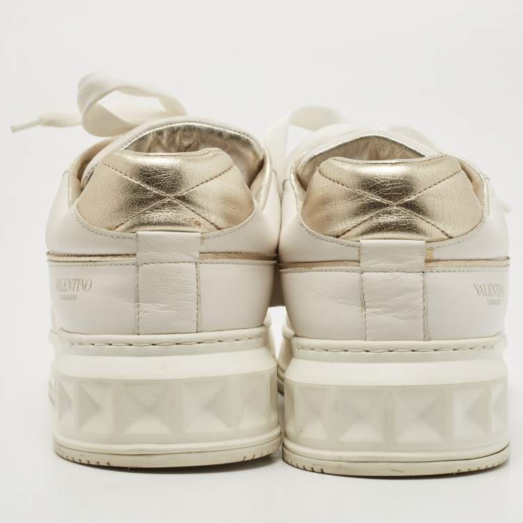 Pre Owned Valentino White Leather One Stud Sneakers Size 38