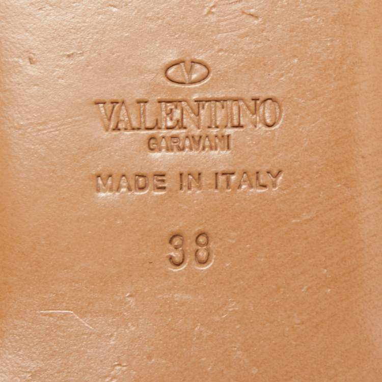 Pre Owned Valentino Brown Leather Gladiator Flat Sandals Size 38