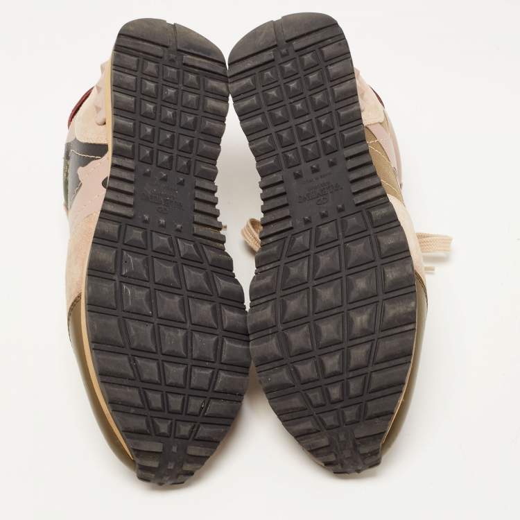 Pre Owned Valentino Multicolor Camo Print Canvas and Suede Rockrunner Sneakers Size 40