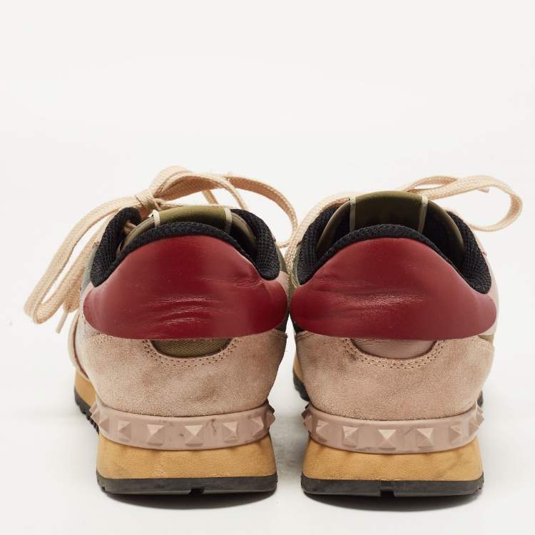 Pre Owned Valentino Multicolor Camo Print Canvas and Suede Rockrunner Sneakers Size 40