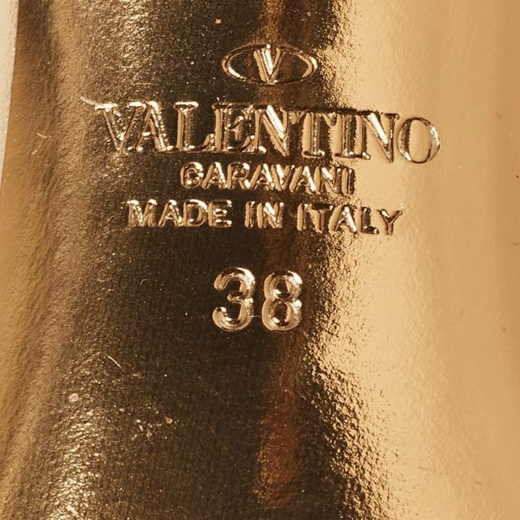 Pre Owned Valentino Gold Leather Ankle Strap Sandals Size 38