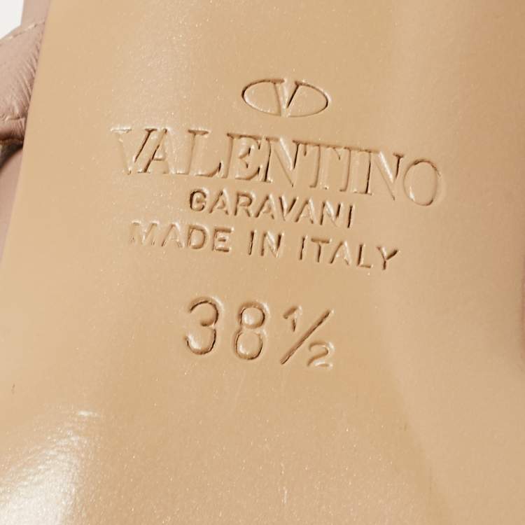 Pre Owned Valentino Black Leather Rockstud Strappy Pointed Toe Mules Size 38.5
