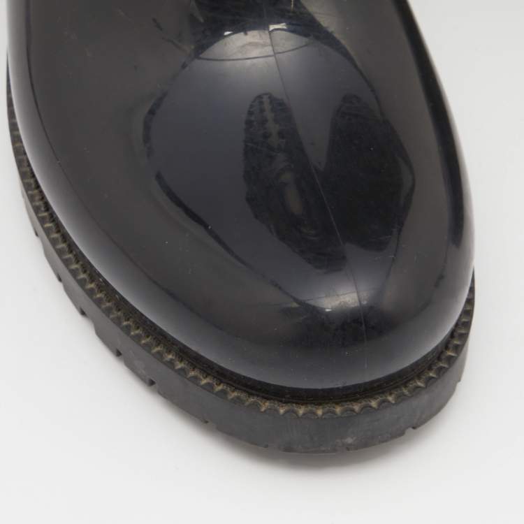 Pre Owned Valentino Black Rubber Rockstud Rain Boots Size 39