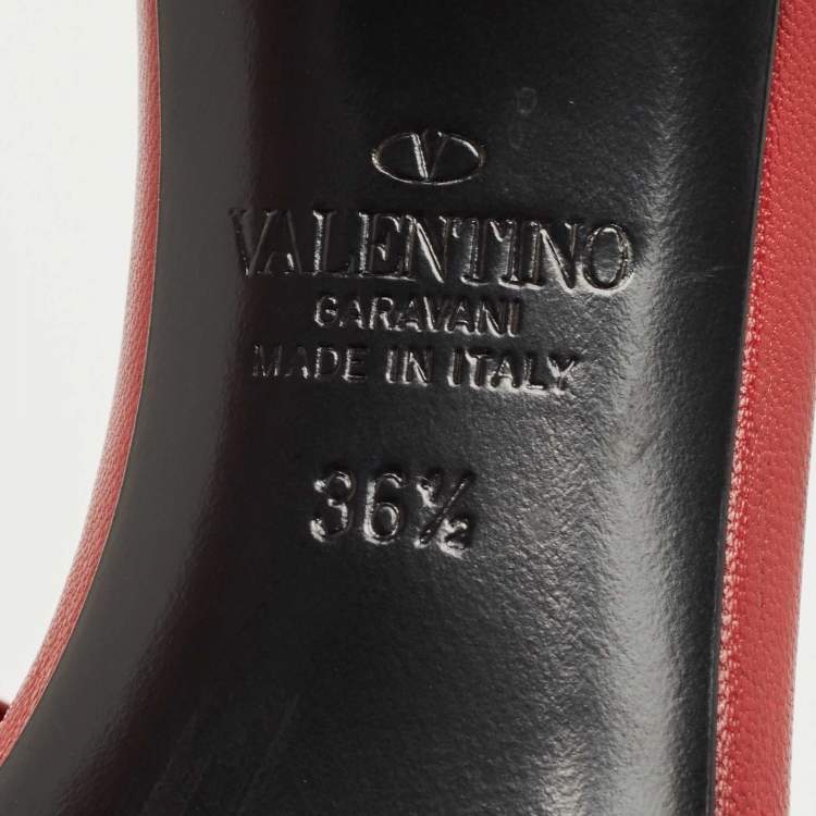 Pre Owned Valentino Red Leather Rose Atelier Slide Sandals Size 36.5