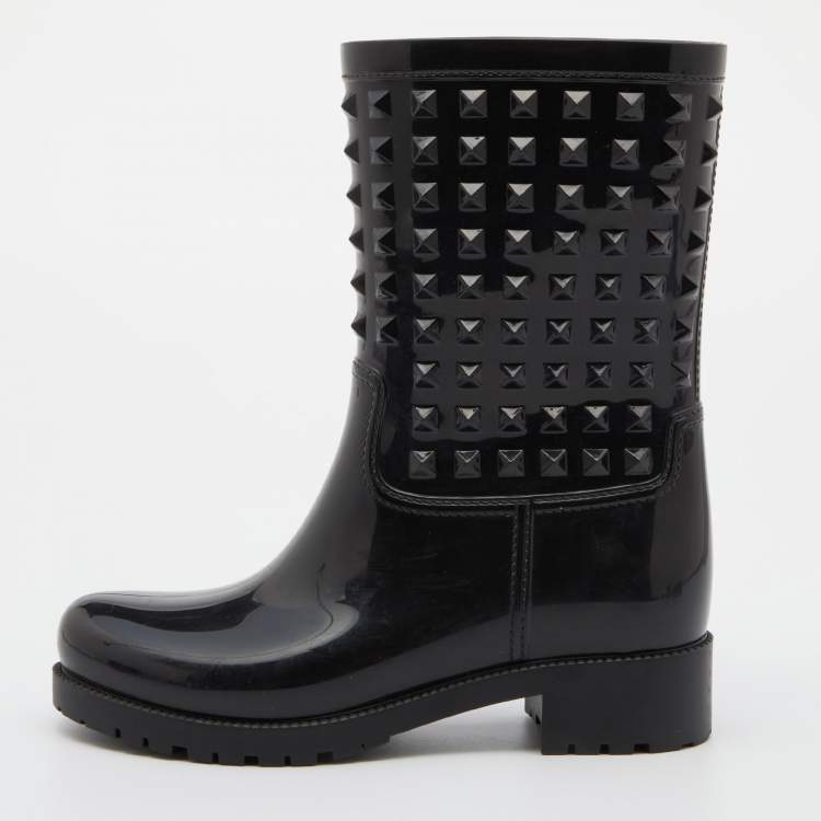 elegant hver for sig trompet Valentino Black Rubber Rockstud Rain Boots Size 37 Valentino | TLC
