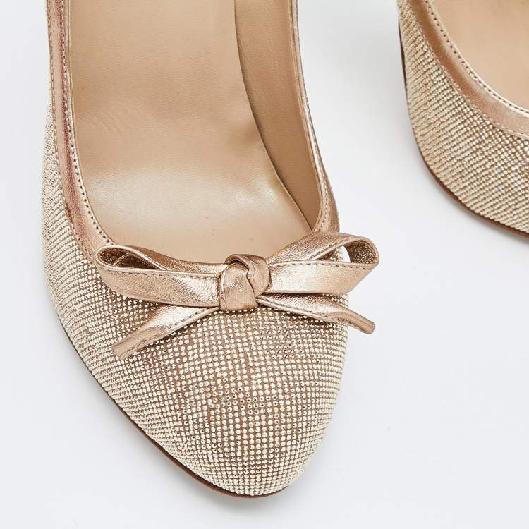 Pre Owned Valentino Pink Leather Crystal Embellished Pumps Size 39