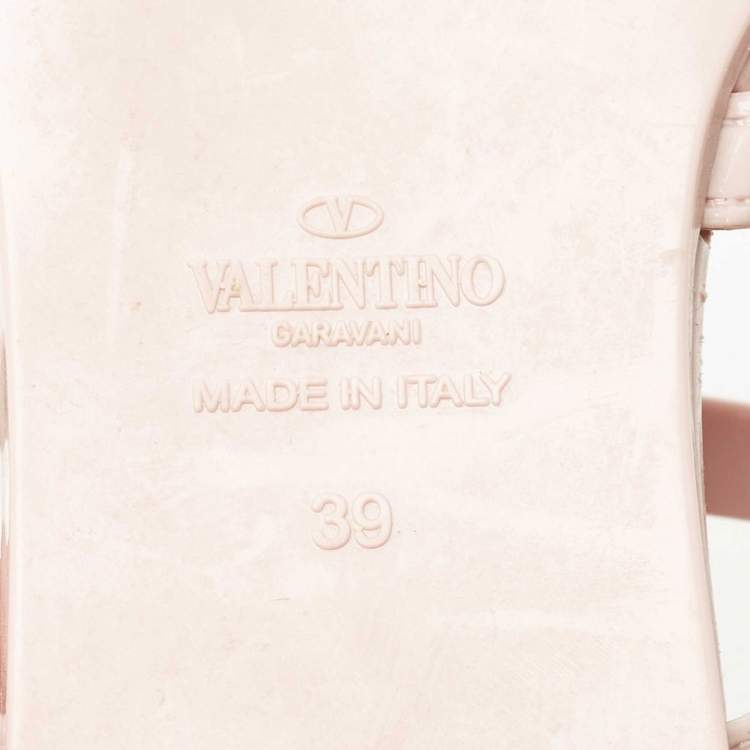 Pre Owned Valentino Pink Rubber Rockstud Thong Flat Slides Size 39