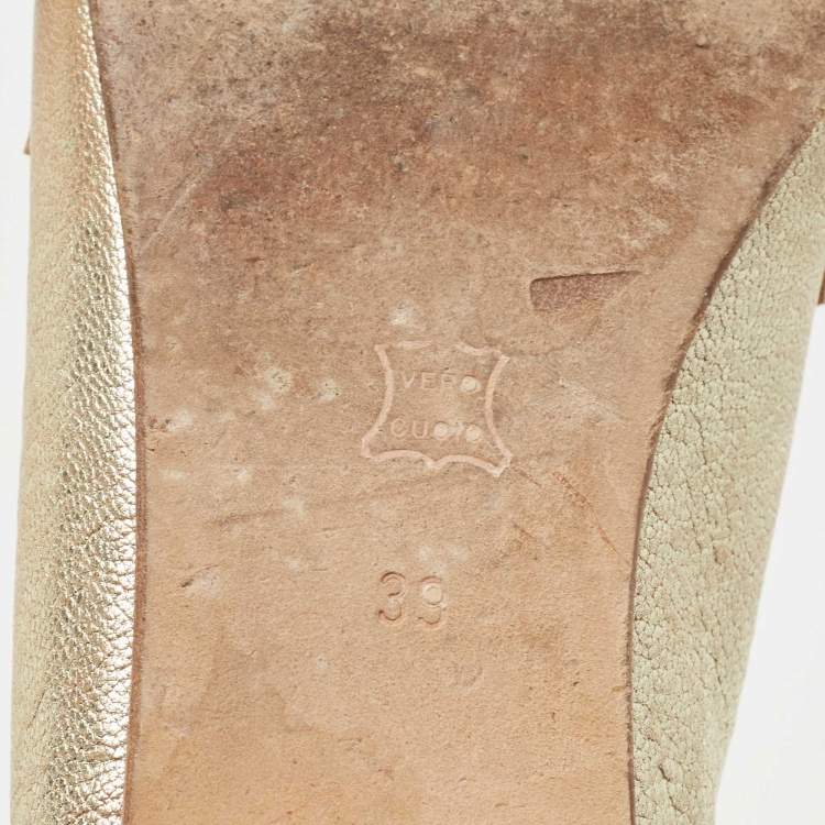 Pre Owned Valentino Gold Leather Penny Loafers Size 39