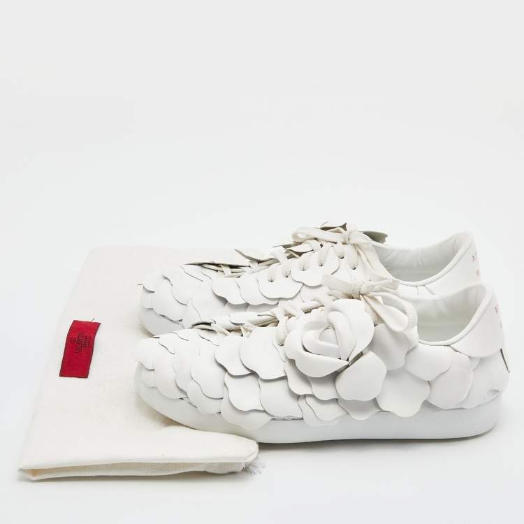 Pre Owned Valentino White Leather Atelier 03 Rose Edition Sneakers Size 37