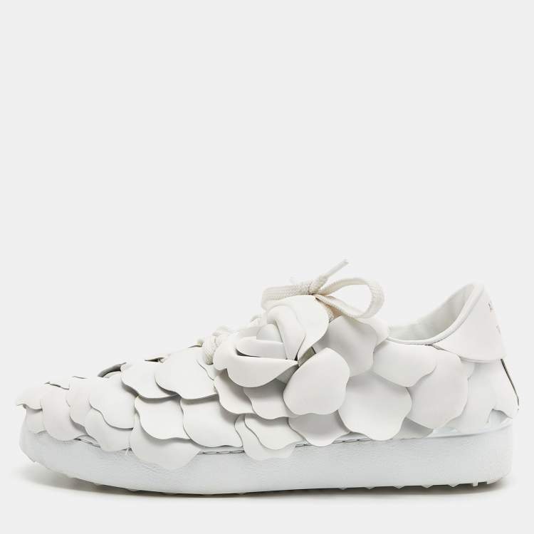 Pre Owned Valentino White Leather Atelier 03 Rose Edition Sneakers Size 37