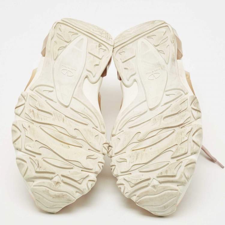 Pre Owned Valentino Rose Gold Leather Bounce Sneakers Size 38.5