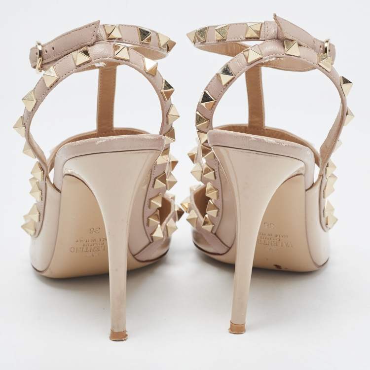 Pre Owned Valentino Pink Patent Leather Rockstud Pumps Size 38