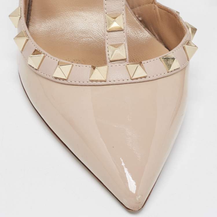 Pre Owned Valentino Pink Patent Leather Rockstud Pumps Size 38