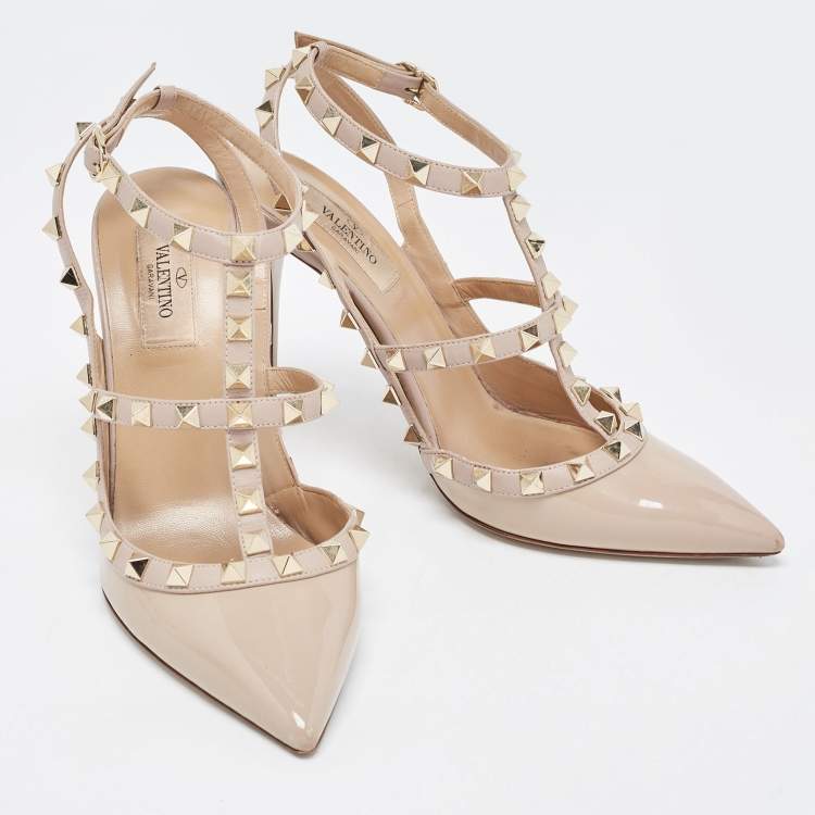 Pre Owned Valentino Pink Patent Leather Rockstud Pumps Size 38