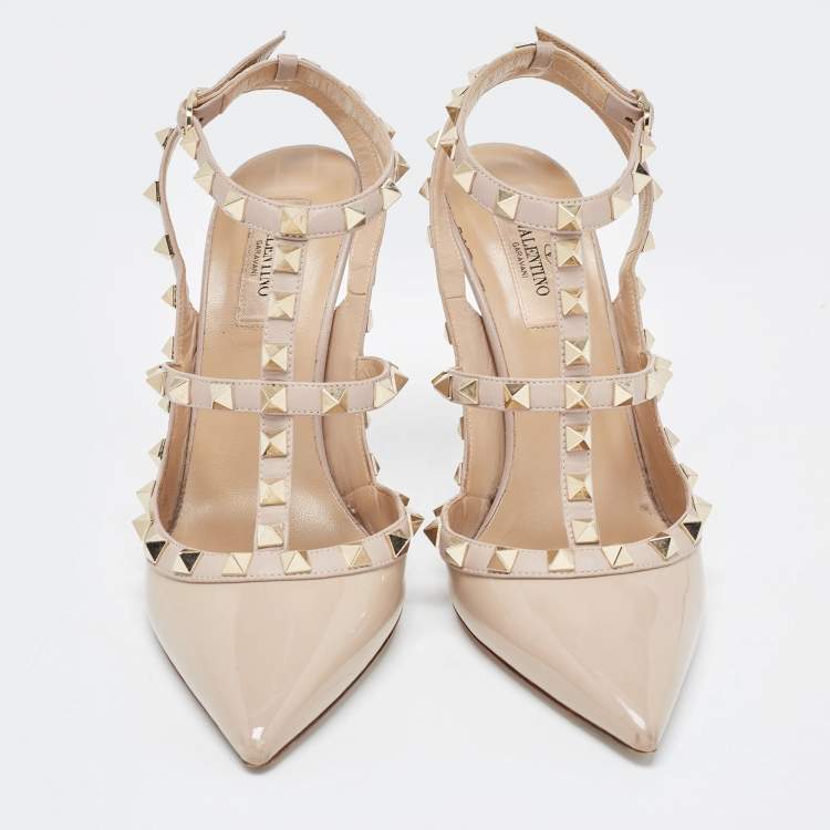 Pre Owned Valentino Pink Patent Leather Rockstud Pumps Size 38