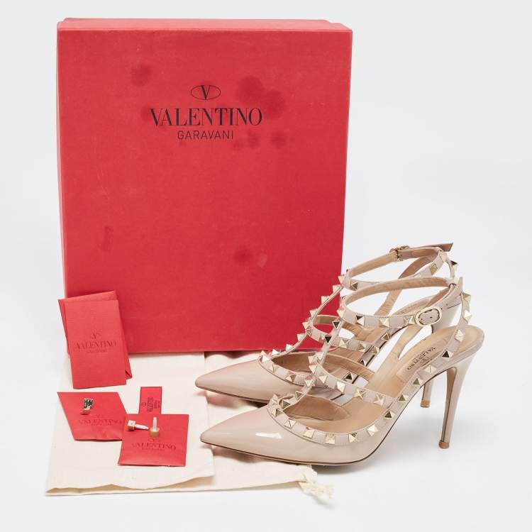 Pre Owned Valentino Pink Patent Leather Rockstud Pumps Size 38