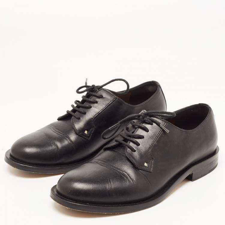 Pre Owned Valentino Black Leather Rockstud Lace Up Derby Size 35.5 