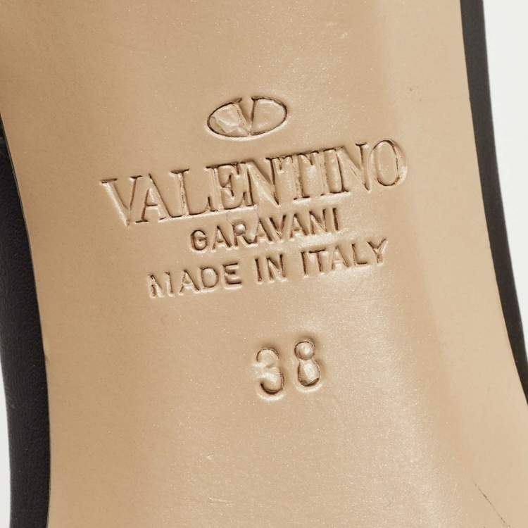 Pre Owned Valentino Black Leather Rockstud Pointed Toe Slingback Pumps Size 38