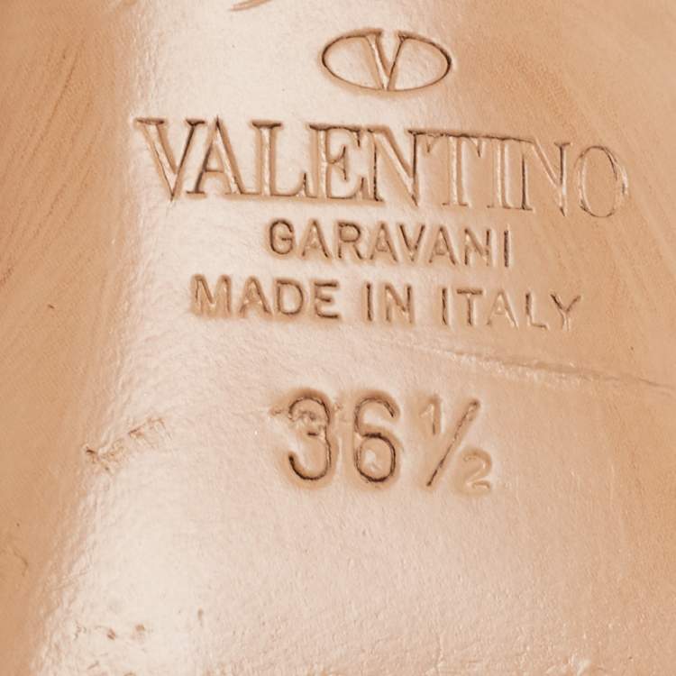 Pre Owned Valentino Metallic Leather V LOGO Mules Size 36.5