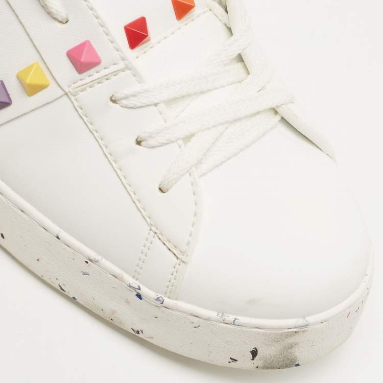 Pre Owned Valentino White Leather  Low Top Sneakers Size 40