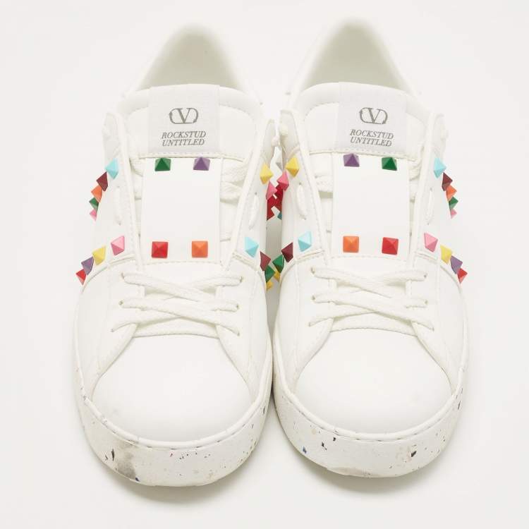 Pre Owned Valentino White Leather  Low Top Sneakers Size 40