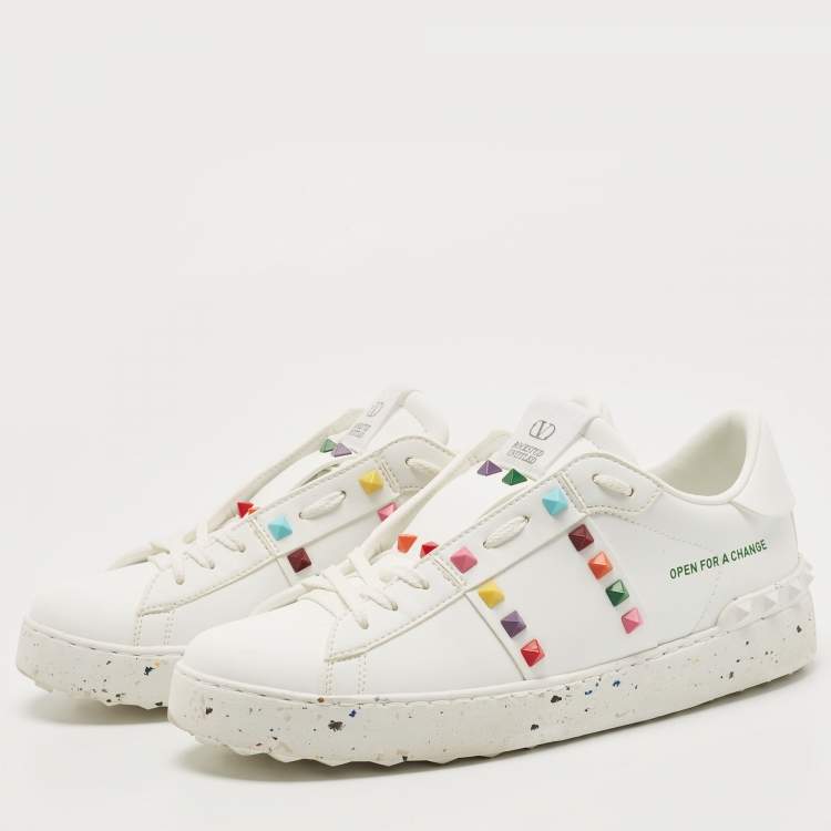 Pre Owned Valentino White Leather  Low Top Sneakers Size 40