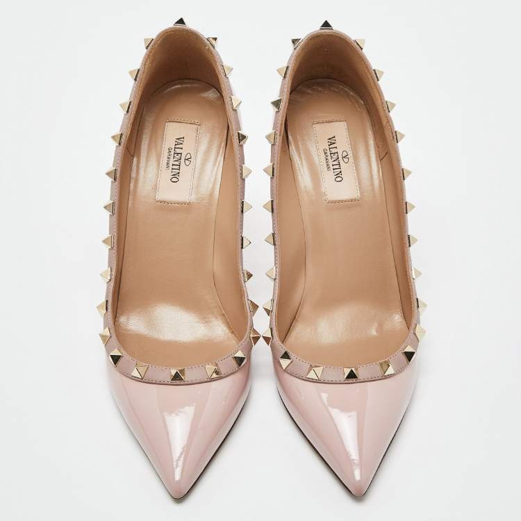 Pre Owned Valentino Pink Patent Leather Rockstud Pumps Size 39