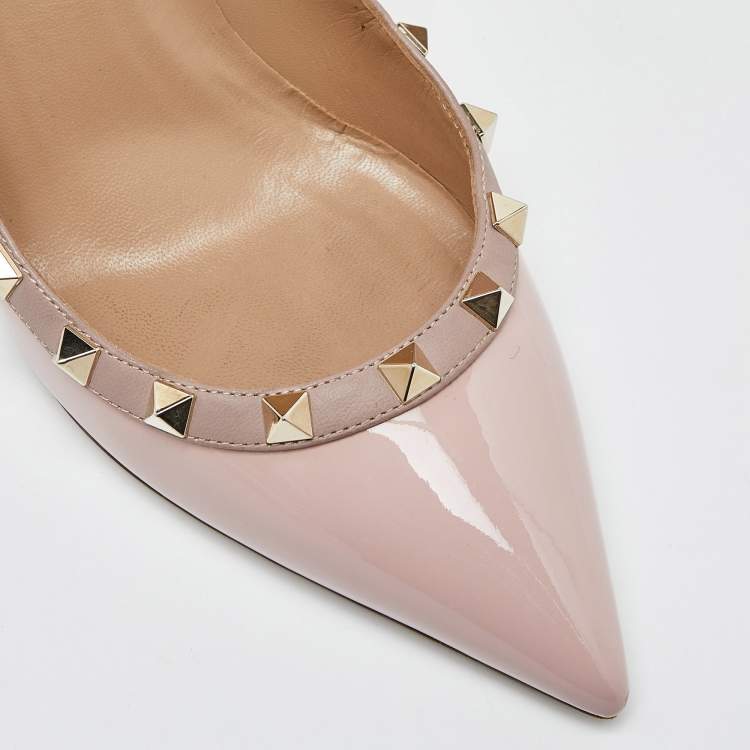 Pre Owned Valentino Pink Patent Leather Rockstud Pumps Size 39