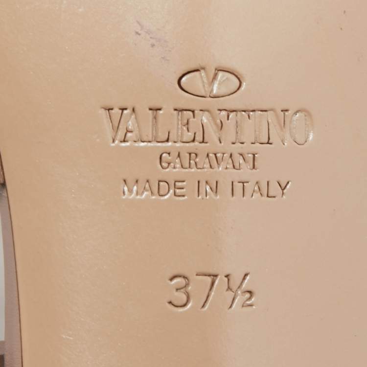 Pre Owned Valentino Dusty Pink Leather Rockstud Ankle Strap Sandals Size 37.5