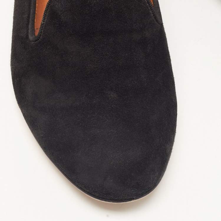 Pre Owned Valentino Black Suede Smoking Slippers Size 38