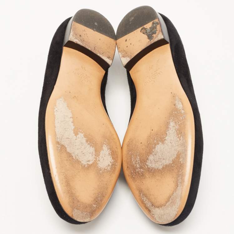 Pre Owned Valentino Black Suede Smoking Slippers Size 38